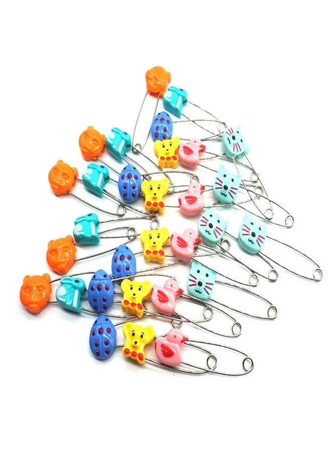 GTONEE Adorable Animal Baby Safety Pins Secure Clips for Fastening Baby Clothes Diaper Napkins Stainless Steel 5CM 30PCS - Image 1
